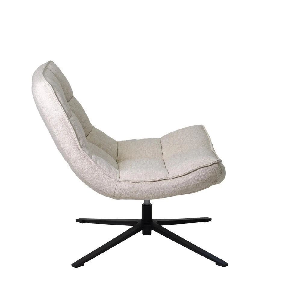 Draaifauteuil Stof/Textiel - Beige - 86x74x84cm - Mattis 3 Draaifauteuil Stof/Textiel - Beige - 86x74x84cm - Mattis - Afbeelding 3