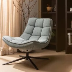 WOOOD Maudi Draaifauteuil - Polyester - Blue Stone - 84x74x86 -Leen Bakker Fauteuils dd6e6a4b975746d7a2db51e1f901a9f1