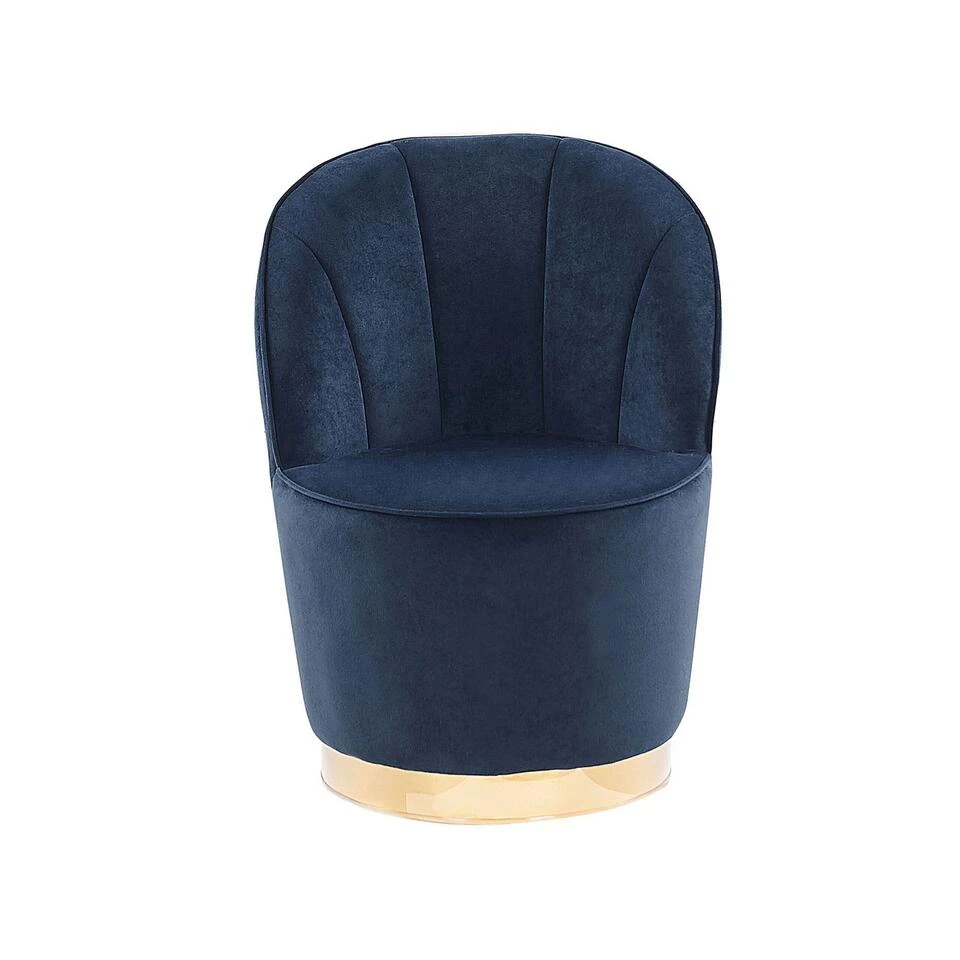 Beliani Fauteuil ALBY - Blauw Fluweel 4 Beliani Fauteuil ALBY - Blauw Fluweel - Afbeelding 4