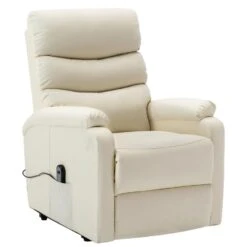 VidaXL Sta-op-stoel Kunstleer Crèmewit -Leen Bakker Fauteuils e19d3559cdb44f829b1dd51f0f58dd5a