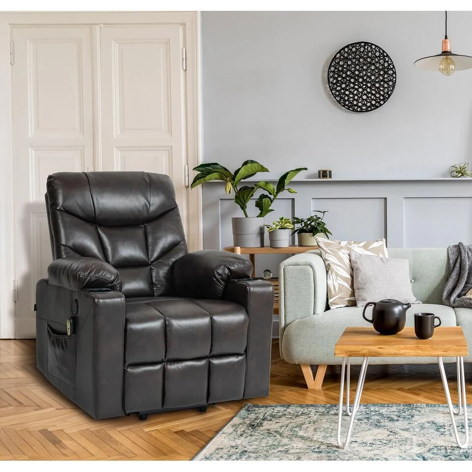 CLP Fauteuil Andover Zwart Frame - Kunstleer - Bruin 3 CLP Fauteuil Andover Zwart Frame - Kunstleer - Bruin - Afbeelding 3