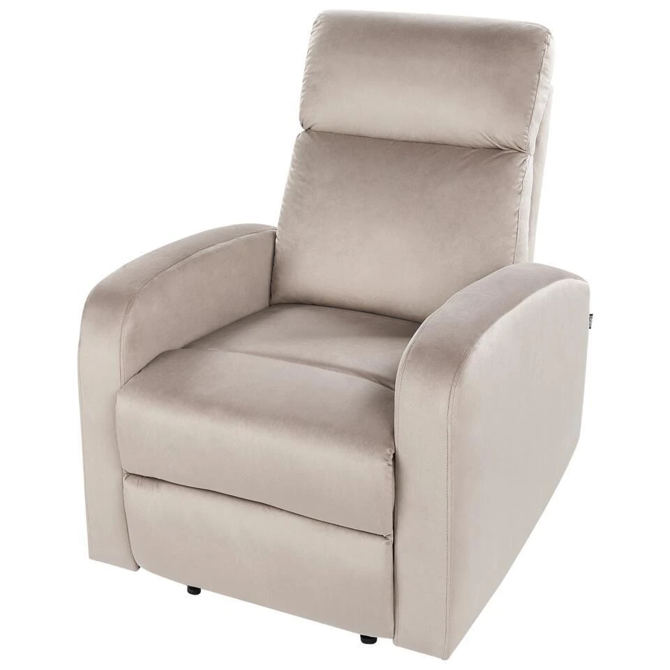 VERDAL - Relaxfauteuil Handmatig - Beige - Fluweel 10 VERDAL - Relaxfauteuil Handmatig - Beige - Fluweel - Afbeelding 10