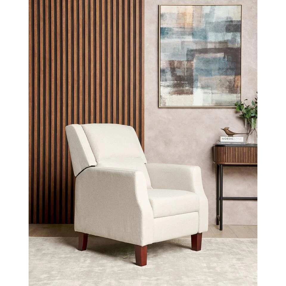 EGERSUND - TV-fauteuil - Beige - Fluweel 2 EGERSUND - TV-fauteuil - Beige - Fluweel - Afbeelding 2