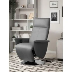 Beliani TV-fauteuil PRIME - Grijs Kunstleer -Leen Bakker Fauteuils f51407b72d1c43db8609edaa081dbdef