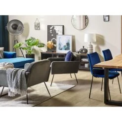 Beliani Fauteuil NARKEN - Grijs Fluweel -Leen Bakker Fauteuils f7228b3b77744f1e998c8f1696986d3a