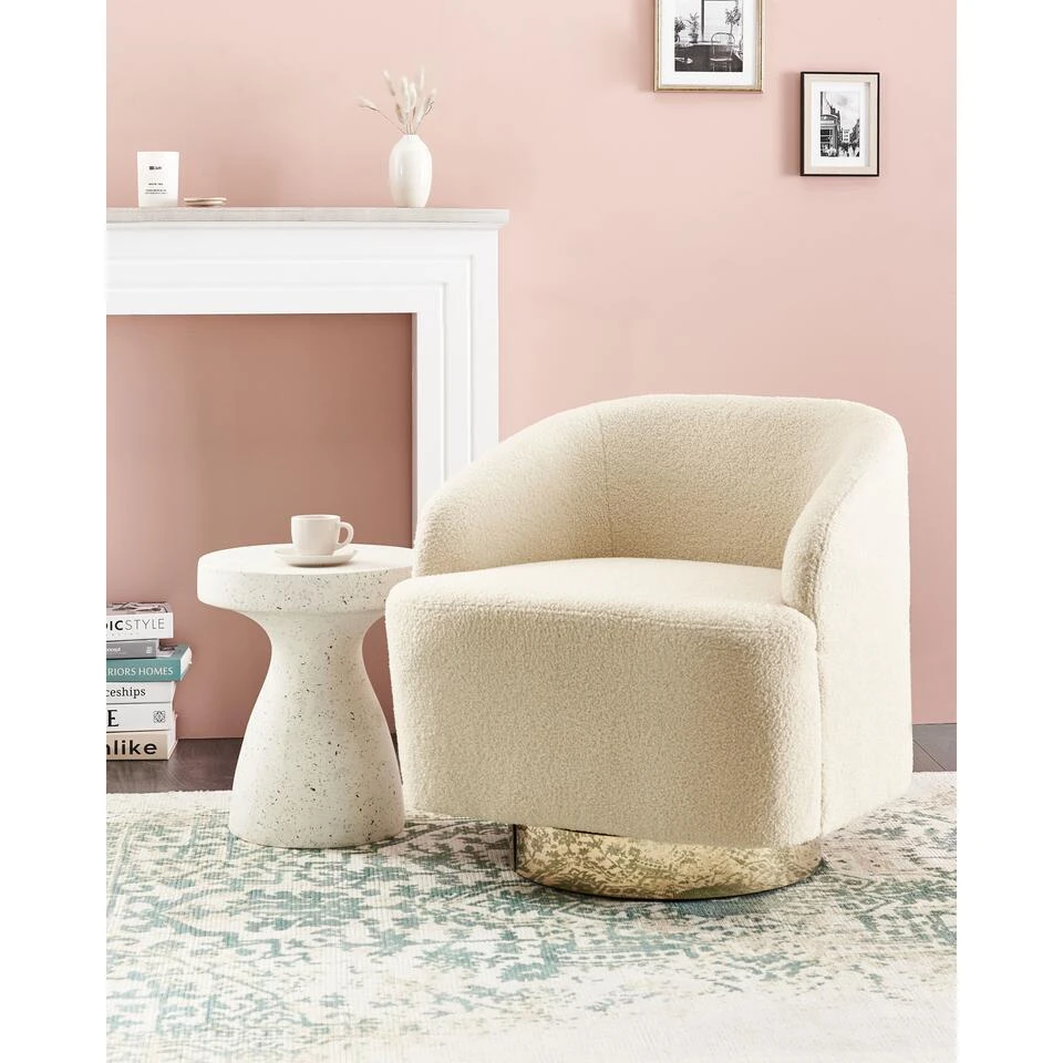 LAVIK - Fauteuil - Beige - Bouclé 2 LAVIK - Fauteuil - Beige - Bouclé - Afbeelding 2