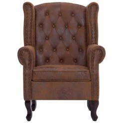 VidaXL Fauteuil En Voetenbank Chesterfield-stijl Kunstsuède Bruin -Leen Bakker Fauteuils f8c67b80f8694d30a4a9e39ef9aa9566