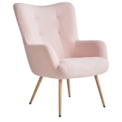 VEJLE II - Fauteuil Met Hocker - Pastelroze - Bouclé -Leen Bakker Fauteuils fe272ab508634101b5f45511349a66a1