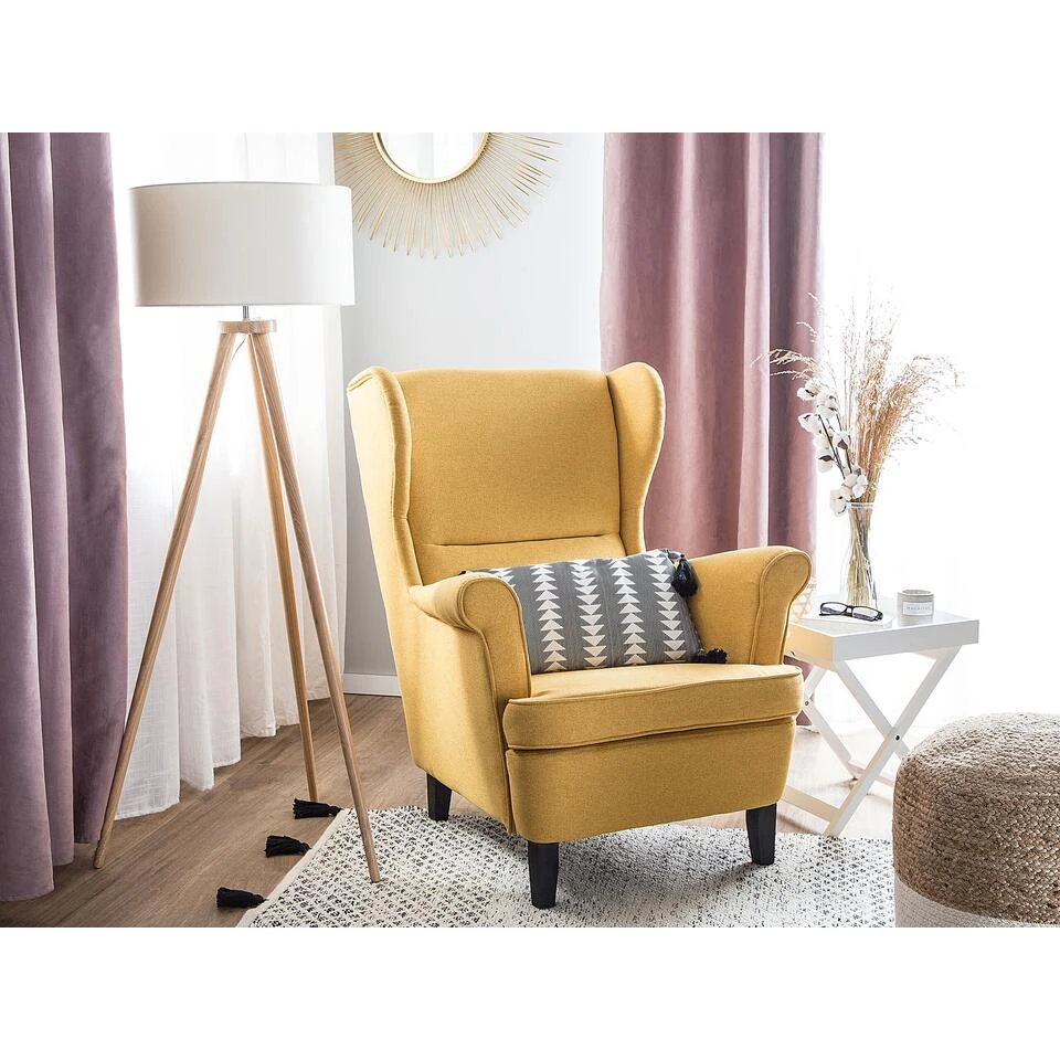 Beliani Oorfauteuil ABSON - Geel Polyester 2 Beliani Oorfauteuil ABSON - Geel Polyester - Afbeelding 2